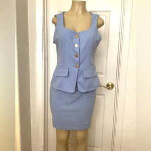 Light Blue Sleeveless Peplum Skirt Set